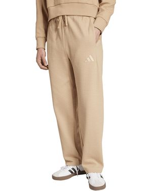 adidas All Szn Waffle-knit Loose Open Hem Pants - Natural
