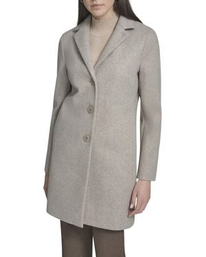 Calvin Klein Classic Faux Wool Overcoat – Long Button Front Winter - Gray