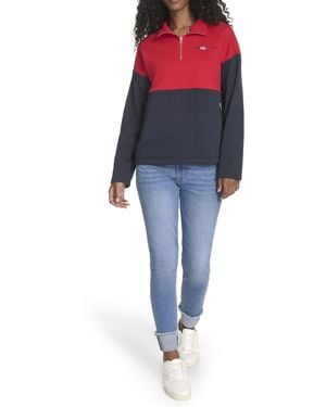 Tommy Hilfiger Sportswear 1/4 Zip Mockneck Fleece Sweatshirt - Blue