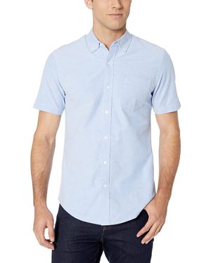Amazon Essentials Camisa Oxford con Bolsillo de ga Corta y Ajuste Entallado Hombre - Azul