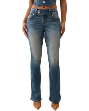 TRUE RELIGION Joey Low Rise Flare Jeans | Vintage Denim With Flap Pockets & Iconic Stitching | Radiant Pearl - Blue