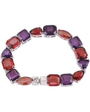 Guess Silvertone Tanzanite & Violet Stone Link Bracelet - Purple