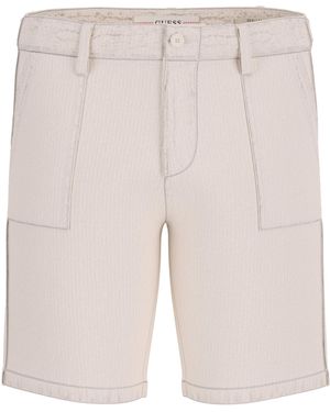 Guess Greca Herringbone Utility Short - White