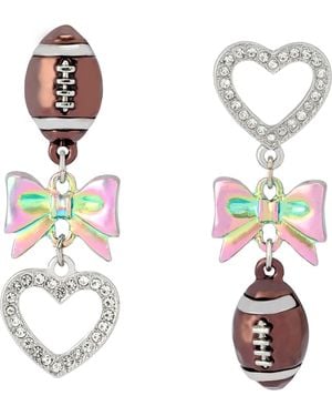 Betsey Johnson Kick Off Football Mismatch Earrings - White