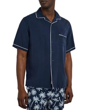 Onia Piped Convertible Vacation Shirt-solid-deep Navy/white-m - Blue