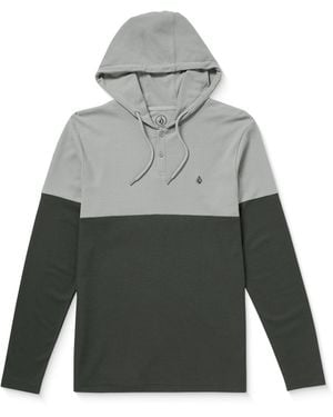 Volcom Nunez Colorblock Long Sleeve Hooded Thermal Shirt - Gray