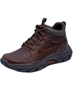 Skechers Usa Respected-boswell 204454 Mid Top Leather Moc Toe Lace Up - Brown