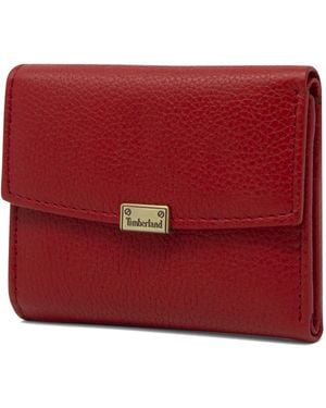 Timberland Leather Rfid Small Indexer Snap Wallet Billfold - Red