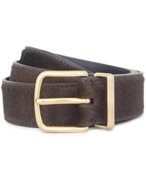 Vince 32mm Haircalf Belt With Metal Keeper - Black
