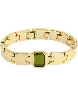 Steve Madden Olivine Stone Gem Watch Chain Bracelet - Metallic