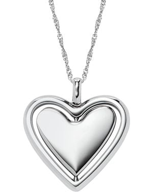 Fossil Legacy Heart Stainless Steel Rotating Pendant Necklace - Metallic