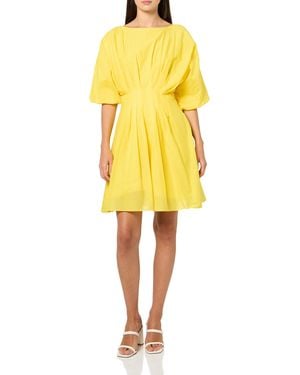 Trina Turk Pleated A Line Dress - Yellow