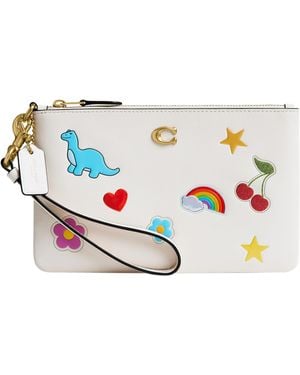COACH Essential Small Wristlet With Sticker Print - White