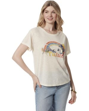 Jessica Simpson Harlow Crew Neck Single Chest Pocket Tee Shirt Standard - Natural