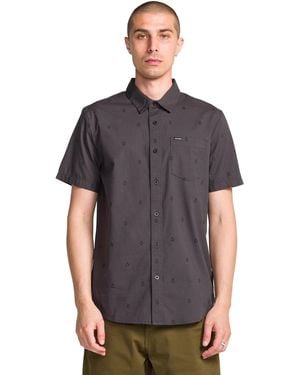 Volcom Patterson Short Sleeve Button Down Woven Shirt - Gray
