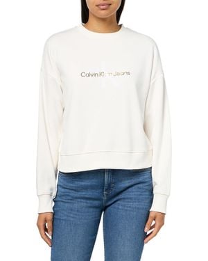 Calvin Klein Monogram Logo Crewneck Sweatshirt - White