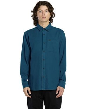 Volcom Caden Plaid Long Sleeve Flannel Shirt - Blue