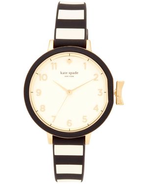 Kate Spade Park Row Quartz Metal And Silicone Watch - Black