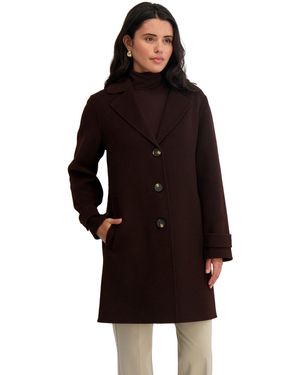 Tahari Relax Fit Double-faced Soft Wool Topper Coat With Front Buttons. 36" Length - Black