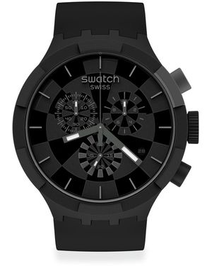 Swatch Big Bold Chrono Watch Casual Plastic Black Automatic Waterproof Checkpoint Black