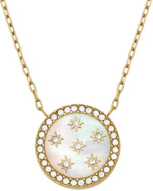 Fossil Classic Mother-of-pearl Gold-tone Stainless Steel Pendant Necklace - Metallic
