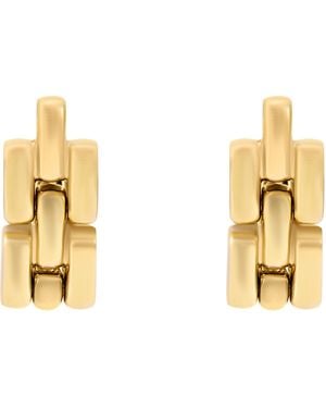 Fossil Arden Watch Links Gold-tone Stainless Steel Front To Back Earrings - Metallic