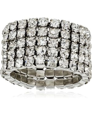 Guess "basic" Gold Look Of 4 Band Chevron With Stones Ring - Metallic