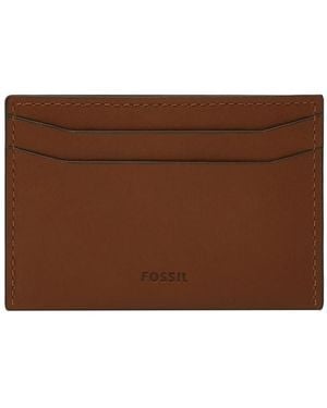 Fossil Westover Leather Card Case With Money Clip - Brown