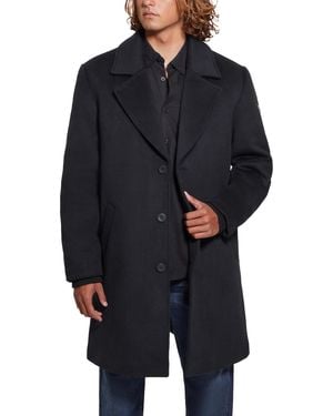 Guess Gus Single Breasted Overcoat Quilted Bib - Black