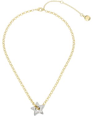 Steve Madden S Puffy Star Pendant Necklace - Metallic