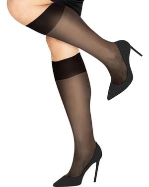 Hanes Silk Reflections Plus-size 2 Pack Knee High - Black