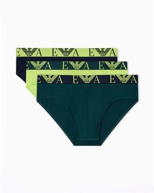 Emporio Armani Bold Monogram 3 Pack Brief - Green