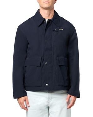 Lacoste Light Weight Short Parka Jacket W/pockets - Blue