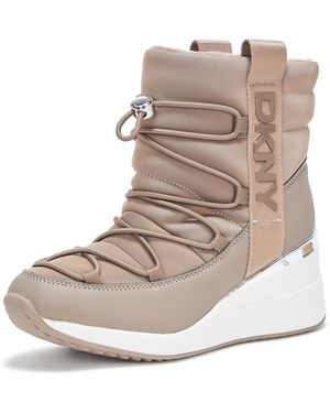 DKNY Perla Wedge Sneaker Boot Heeled Sandal - Natural