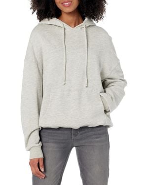 Monrow Ht0816-11-fleece Slouchy Pullover Hoody Heather Gray