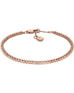 Fossil Ellis Pavé Glitz Rose Gold-tone Brass Tennis Chain Bracelet - Brown