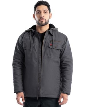 Wrangler Riggs Workwear Quilted Lined Jacket With Sherpa Hood - Black