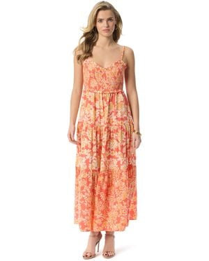 Jessica Simpson Bronte Sweetheart Neck Empire Waist 3-tiered Maxi Dress Standard - Orange