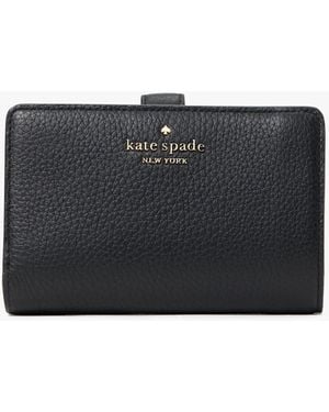 Kate Spade Leila Pebbled Leather Medium Compact Bifold Wallet - Black