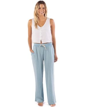 Rip Curl Cotton Crepe Poplin Beach Pants – Smocked - Blue