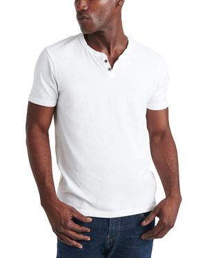 Lucky Brand Mens Venice Burnout Notch Neck Tee T Shirt - White