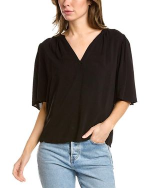 Velvet By Graham & Spencer Avary V Neck Draped Blouse - Black