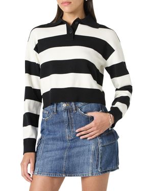 The Drop 's Joan Splitneck Polo Long Sleeve Sweater - Blue