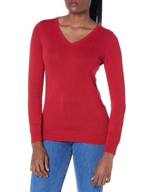 Amazon Essentials Regular-fit Lightweight Long-sleeve V-neck Sweater - Red