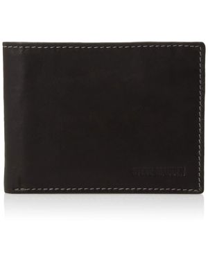 Steve Madden Leather Rfid Wallet Extra Capacity Attached Flip Pocket, Black (antique), One Size