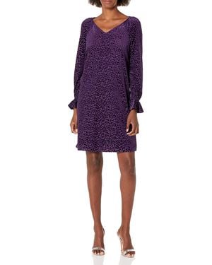 Nine West Burnout Velvet Dress-blackberry - Purple