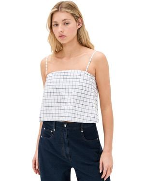 Vince S Trellis Plaid Strapless Tie Back Top - White
