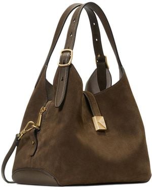 Kate Spade Deco Pebbled Leather And Suede Crossbody Tote - Black