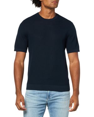 Theory Mesh Short Sleeve Crew Neck In Tactile Cotton - Blue