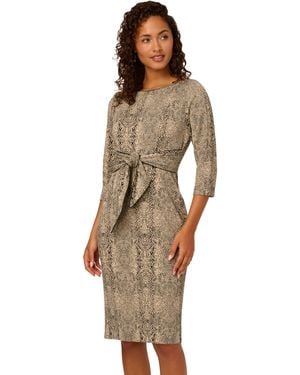 Adrianna Papell Animal Print Tie Dress - Natural